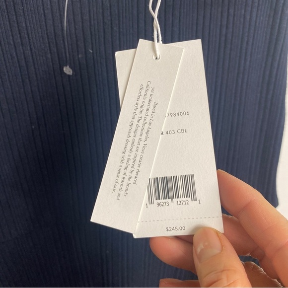 Vince Rib Scoop Neck Camisole Dress in Navy Blue - Picture 5 of 10